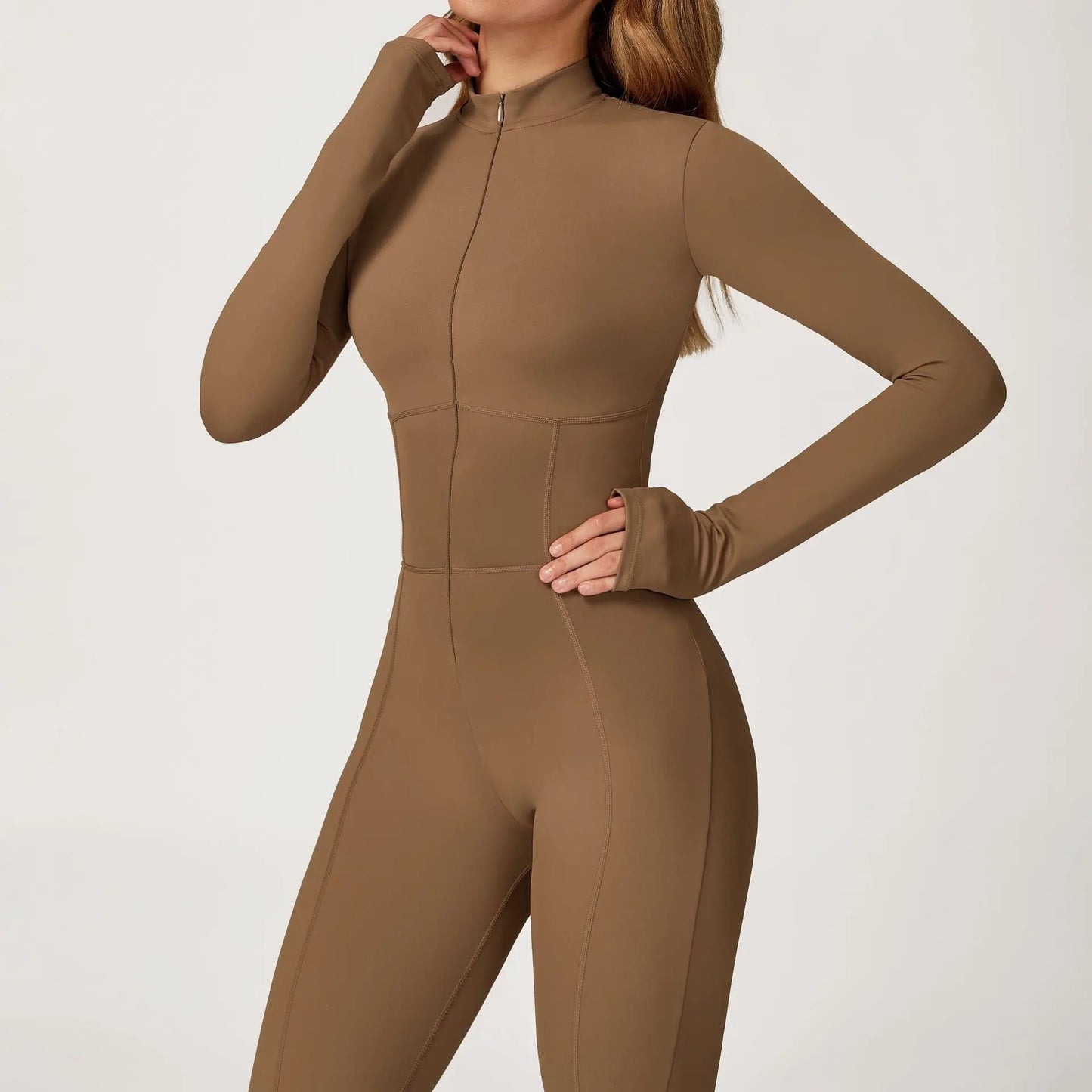 Stay Warm and Stylish: Fleece Lined One-Piece Fitness Suit for Ultimate Comfort in Running, Yoga, and Outdoor Sports
