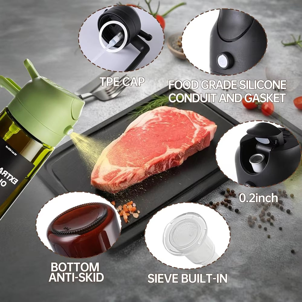 Transform Your Cooking with the 2-in-1 470ml Olive Oil Sprayer - Effortless Pouring and Spraying for Perfect Flavor!