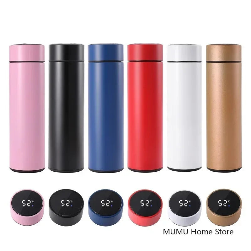Experience Ultimate Convenience with the 500ML Intelligent Temperature Thermos Bottle - Stylish Stainless Steel Insulated Mug for Perfectly Hot or Cold Drinks