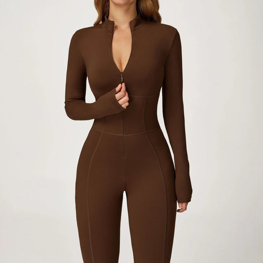 Stay Warm and Stylish: Fleece Lined One-Piece Fitness Suit for Ultimate Comfort in Running, Yoga, and Outdoor Sports