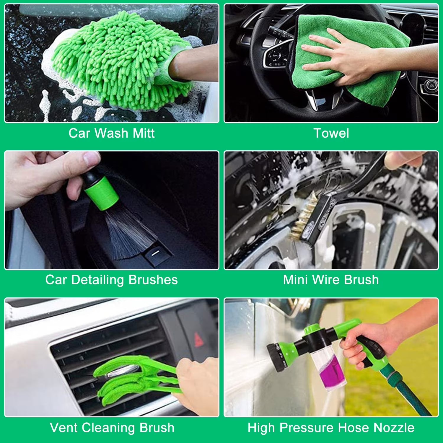 Car Detailing Brush Set,20Pcs Drill Brush Set,Car Interior Detailing Kit & Car Wash Kit with Boar Hair Detail Brush and Cleaning Gel for Wheel,Dashboard,Air Vent,Leather and Exterior