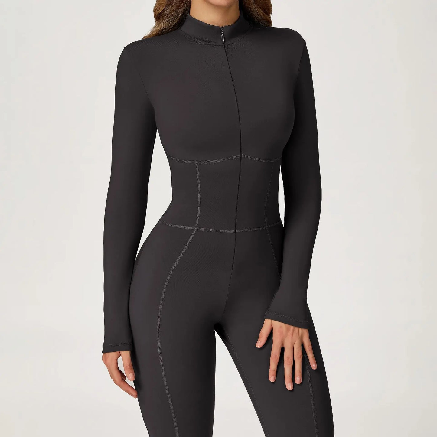 Stay Warm and Stylish: Fleece Lined One-Piece Fitness Suit for Ultimate Comfort in Running, Yoga, and Outdoor Sports