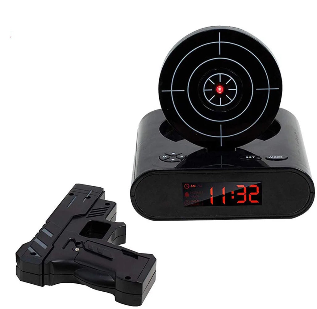 Creative Alarm Clock Shoot at the Target Novel Shooting Toy Bedroom Lazy Person Wakes up Alarm Clock Living Room Decoration