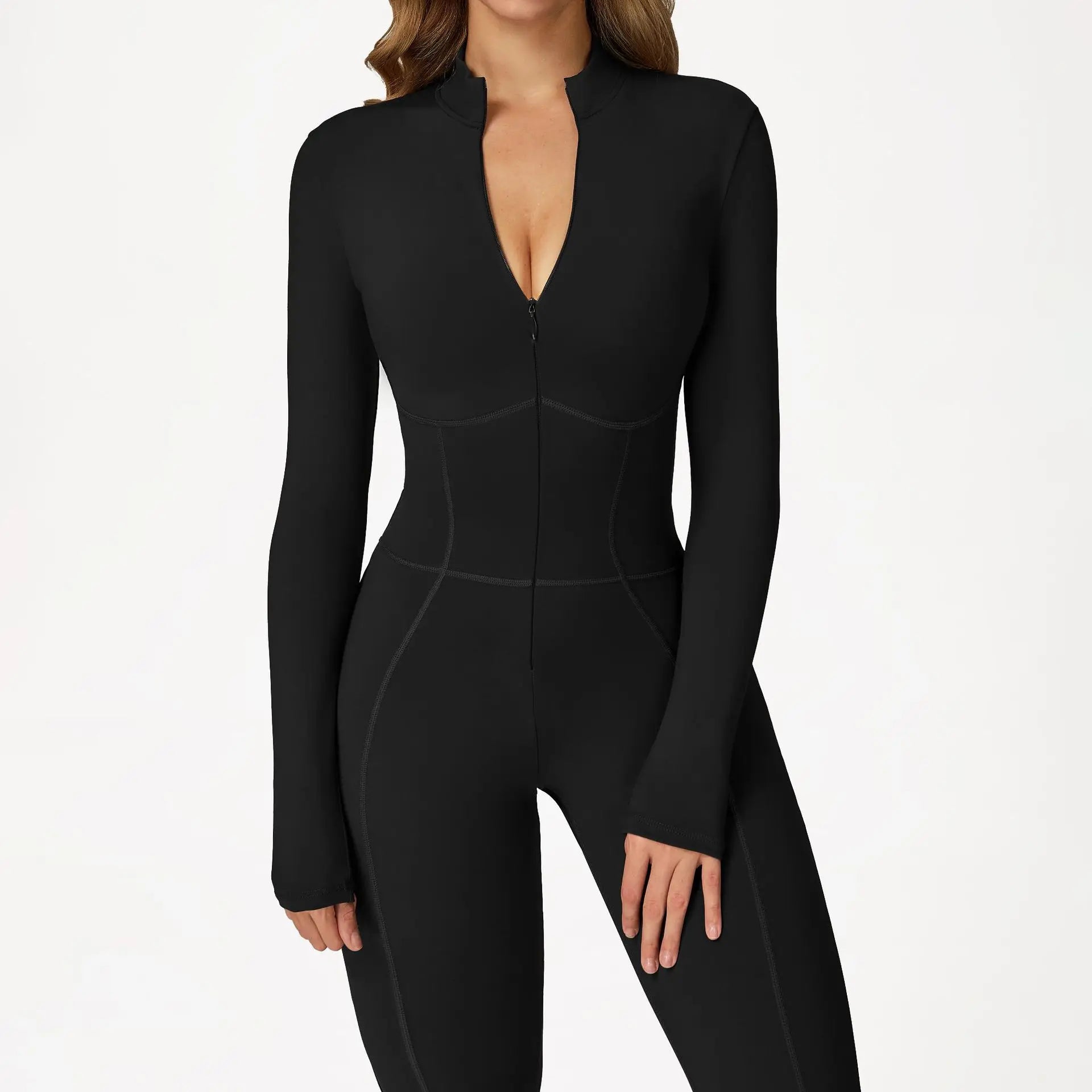 Stay Warm and Stylish: Fleece Lined One-Piece Fitness Suit for Ultimate Comfort in Running, Yoga, and Outdoor Sports