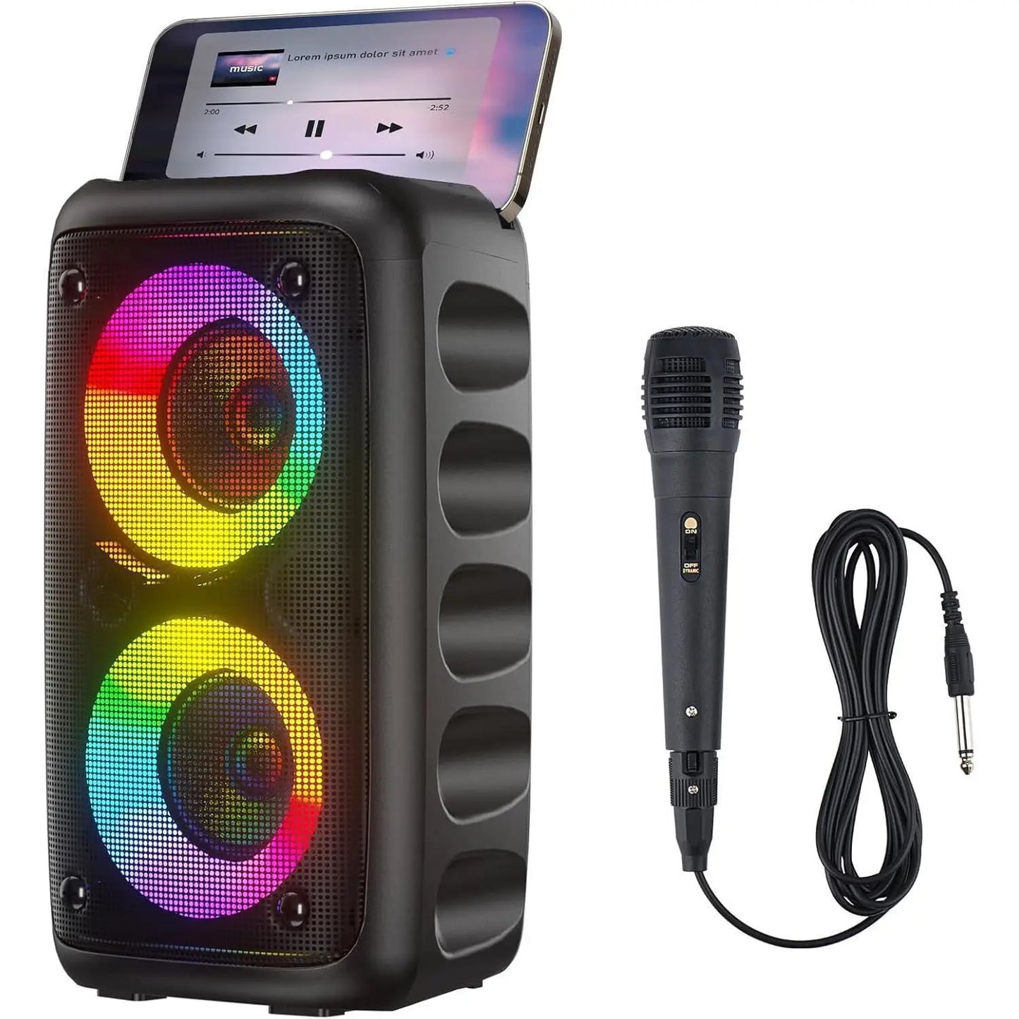 Ultimate Portable Bluetooth Speaker & Karaoke Machine with LED Lights - Perfect for Parties & Outdoor Fun!