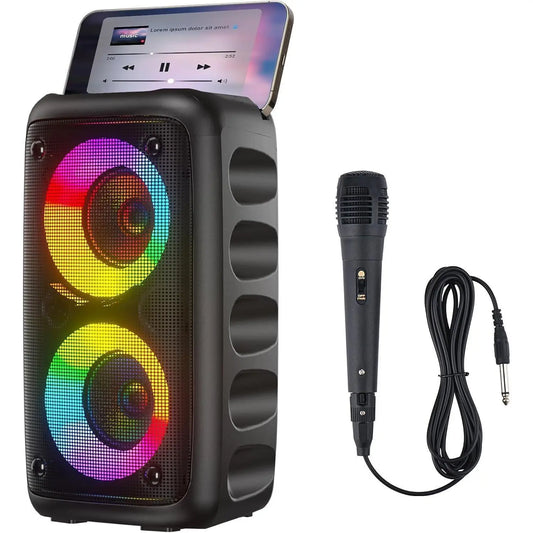 Ultimate Portable Bluetooth Speaker & Karaoke Machine with LED Lights - Perfect for Parties & Outdoor Fun!