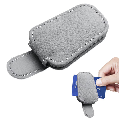 Stylish Car Sunglasses Holder - Magnetic Clip for Sun Visor - Premium PU Leather Glasses Case & Ticket Organizer