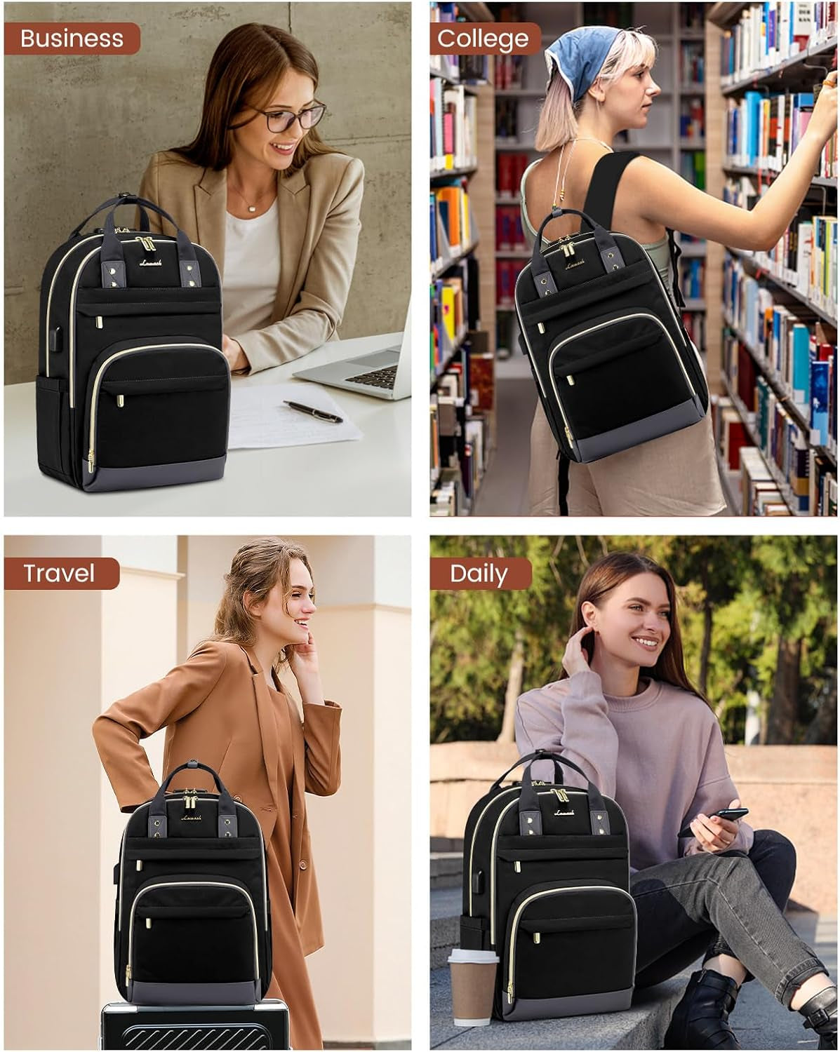 Stylish and Secure 15.6 Inch Laptop Backpack for Men and Women - Versatile Anti-Theft Travel Bag with USB Port and Ample Storage