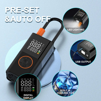 Revolutionary Portable Mini Air Inflator - Effortless Wireless Charging with Digital Display for Quick Inflation of Car and Bicycle Tires