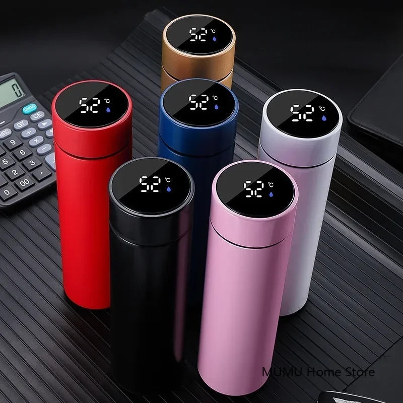 Experience Ultimate Convenience with the 500ML Intelligent Temperature Thermos Bottle - Stylish Stainless Steel Insulated Mug for Perfectly Hot or Cold Drinks