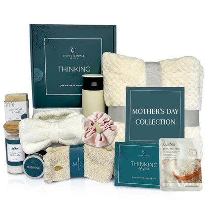 Luxury Spa Gift Basket for Mother's Day - 11-Piece Self-Care Set for Women, Featuring Throw Blanket, Insulated Tumbler, Oatmeal Soap & Candle, Perfect Birthday Gift for Mom, Wife, or Grandma
