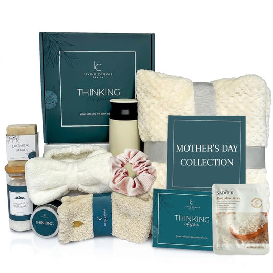 Luxury Spa Gift Basket for Mother's Day - 11-Piece Self-Care Set for Women, Featuring Throw Blanket, Insulated Tumbler, Oatmeal Soap & Candle, Perfect Birthday Gift for Mom, Wife, or Grandma