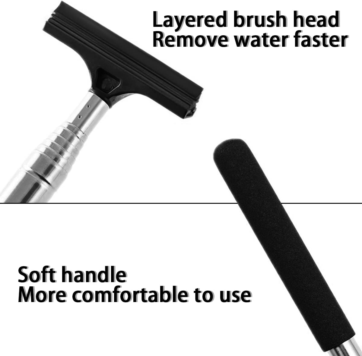 Retractable Car Rearview Mirror Wiper and Telescopic Auto Glass Squeegee - Universal Portable Cleaning Tool for All Vehicles (Black)