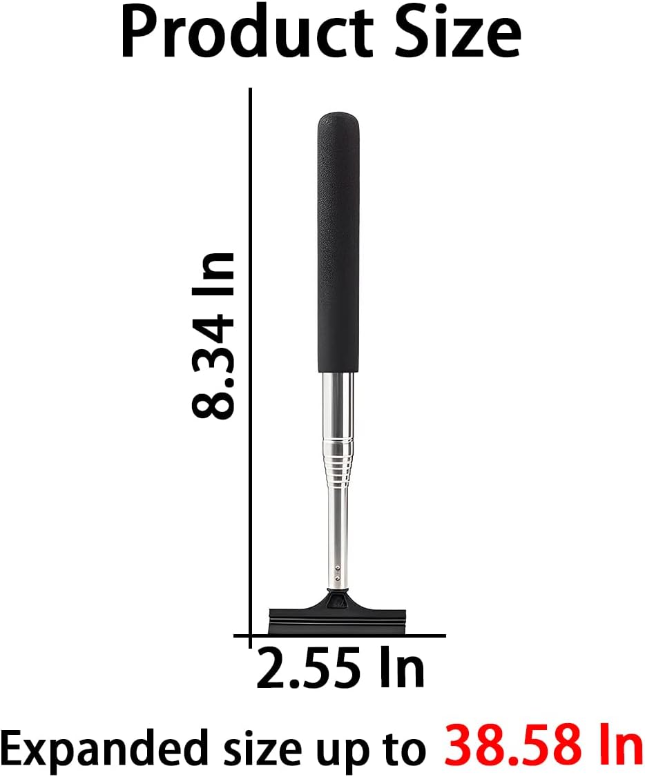 Retractable Car Rearview Mirror Wiper and Telescopic Auto Glass Squeegee - Universal Portable Cleaning Tool for All Vehicles (Black)