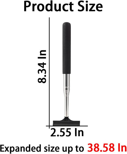 Retractable Car Rearview Mirror Wiper and Telescopic Auto Glass Squeegee - Universal Portable Cleaning Tool for All Vehicles (Black)