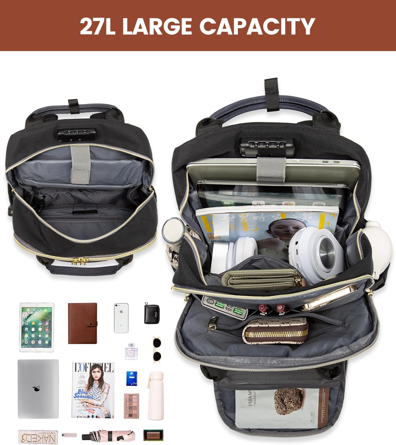 Stylish and Secure 15.6 Inch Laptop Backpack for Men and Women - Versatile Anti-Theft Travel Bag with USB Port and Ample Storage