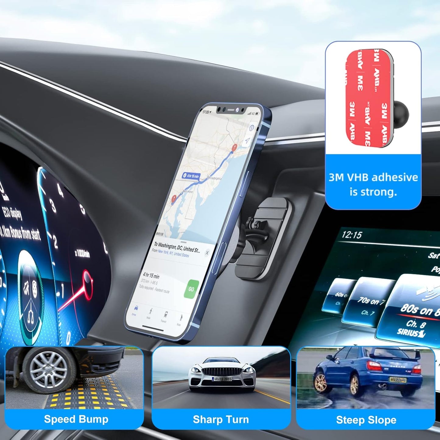 MagSafe Car Mount - 15W Fast Charging Wireless iPhone Charger and Magnetic Air Vent Phone Holder, Compatible with iPhone 15, 14, 13 Pro, Plus, Max, and Mini