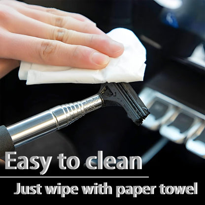 Retractable Car Rearview Mirror Wiper and Telescopic Auto Glass Squeegee - Universal Portable Cleaning Tool for All Vehicles (Black)