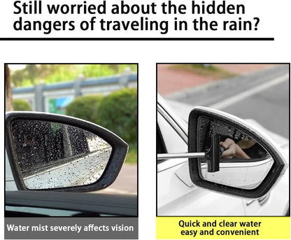 Retractable Car Rearview Mirror Wiper and Telescopic Auto Glass Squeegee - Universal Portable Cleaning Tool for All Vehicles (Black)