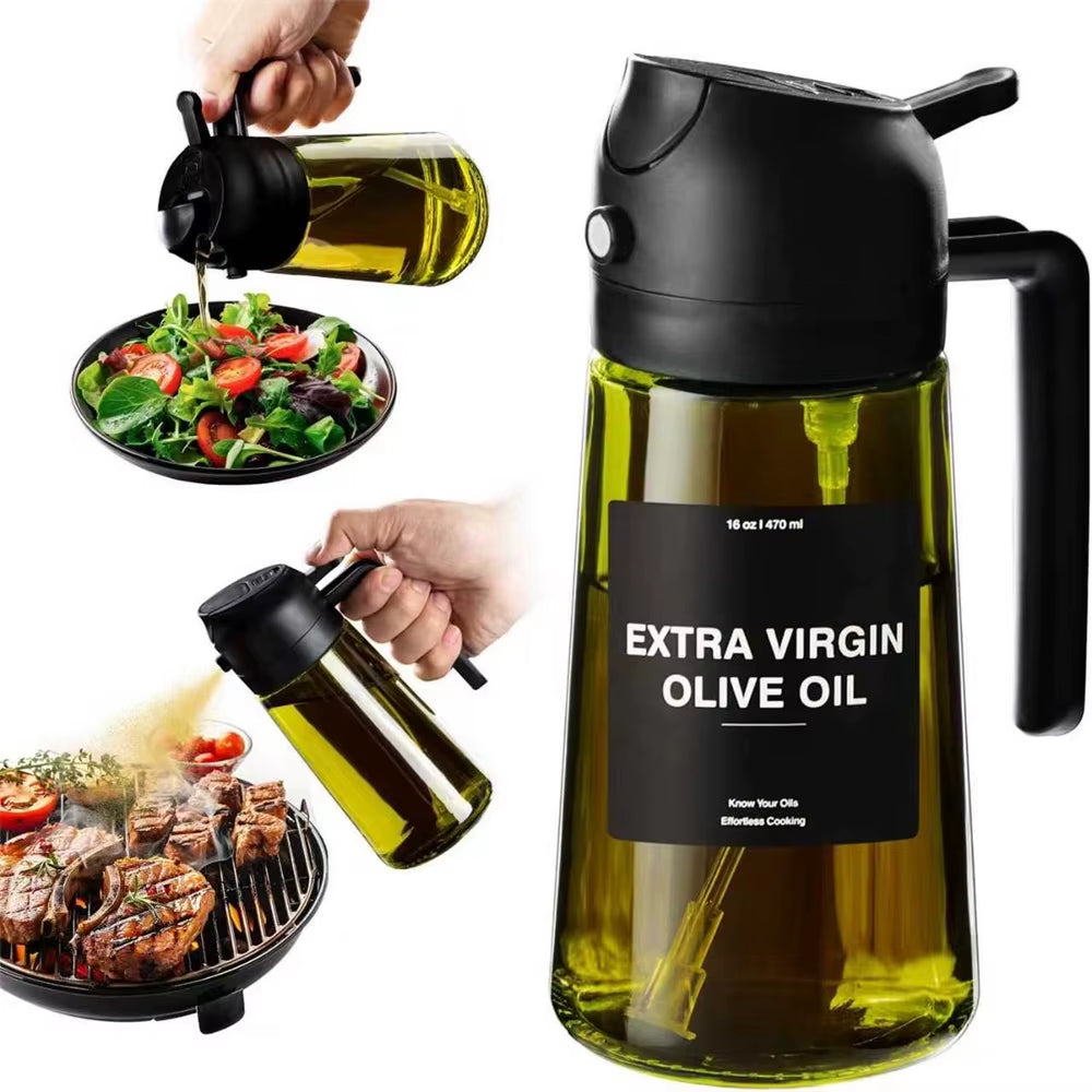 Transform Your Cooking with the 2-in-1 470ml Olive Oil Sprayer - Effortless Pouring and Spraying for Perfect Flavor!