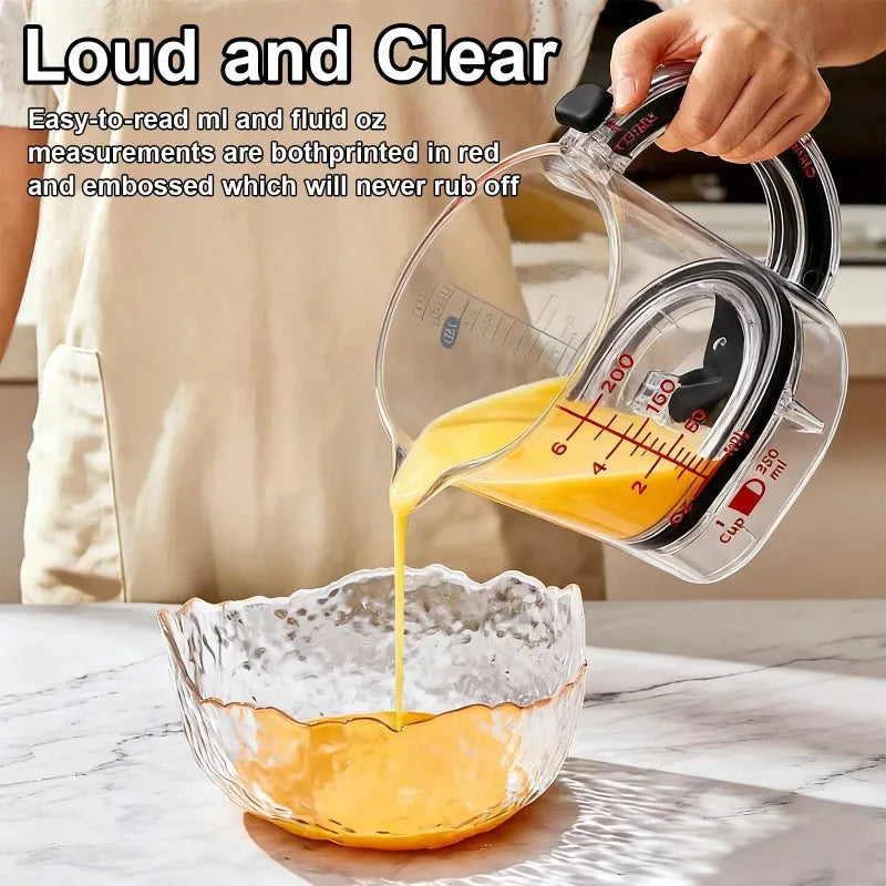 4-IN-1 Measuring Cup Adjustable Multifunctional Measuring Cup with Scraper-Style Seal Base Kitchen Cube Cups Tools for Cooking