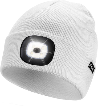 Illuminate Your Style: Unisex Black Beanie with USB Rechargeable LED Lights - Perfect Gifts for Dads and Men