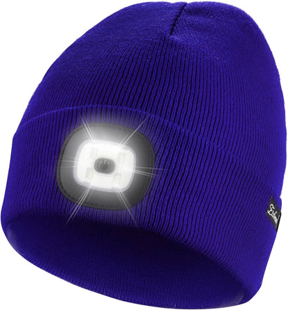 Illuminate Your Style: Unisex Black Beanie with USB Rechargeable LED Lights - Perfect Gifts for Dads and Men