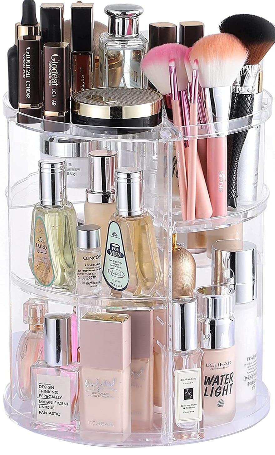Revolutionize Your Beauty Routine with Our Adjustable Rotating Makeup Organizer - Effortless Access for All Your Skincare and Cosmetic Essentials in Sleek Black Design