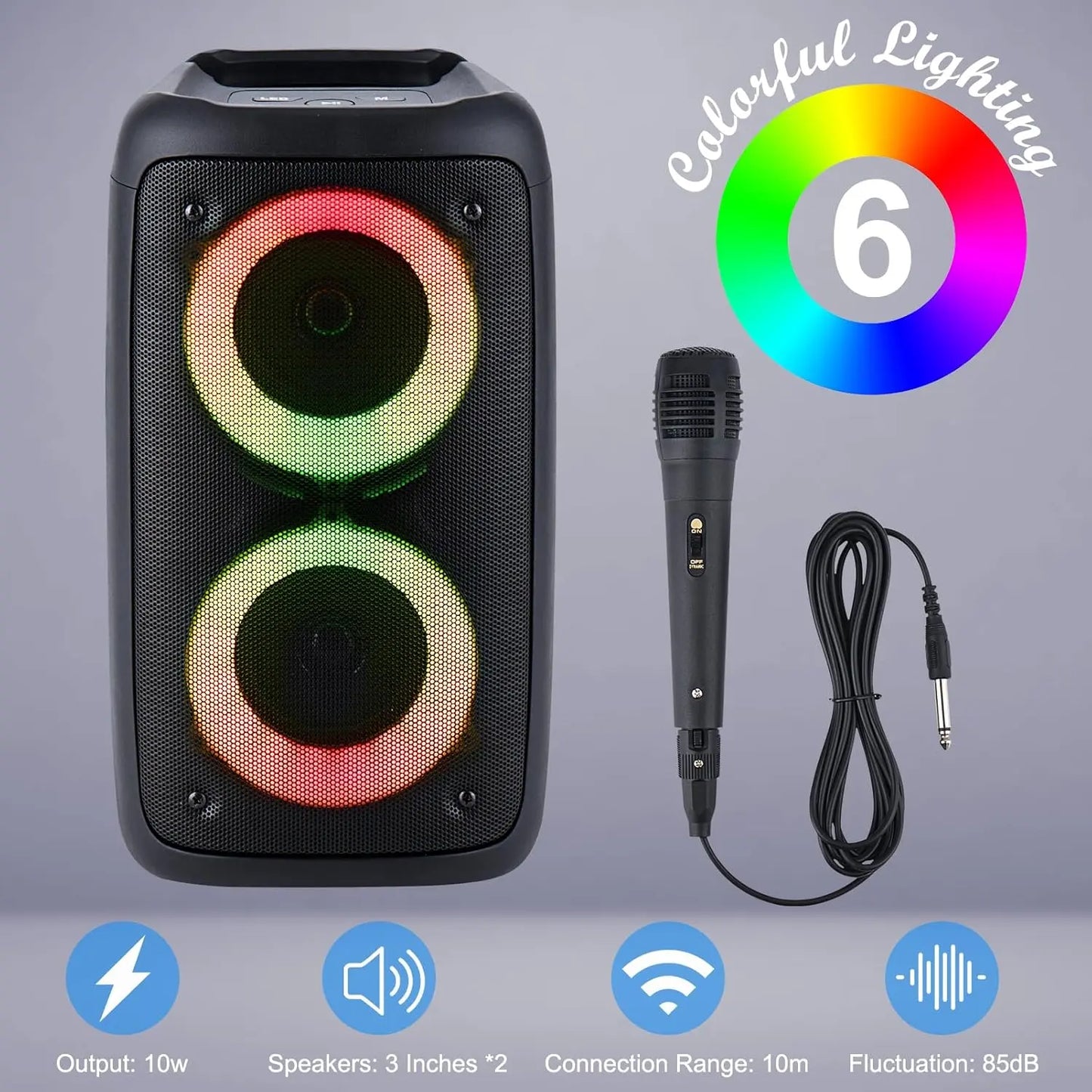 Ultimate Portable Bluetooth Speaker & Karaoke Machine with LED Lights - Perfect for Parties & Outdoor Fun!