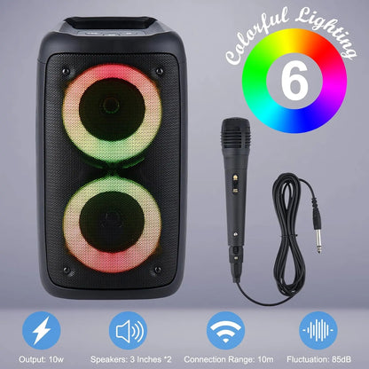 Ultimate Portable Bluetooth Speaker & Karaoke Machine with LED Lights - Perfect for Parties & Outdoor Fun!