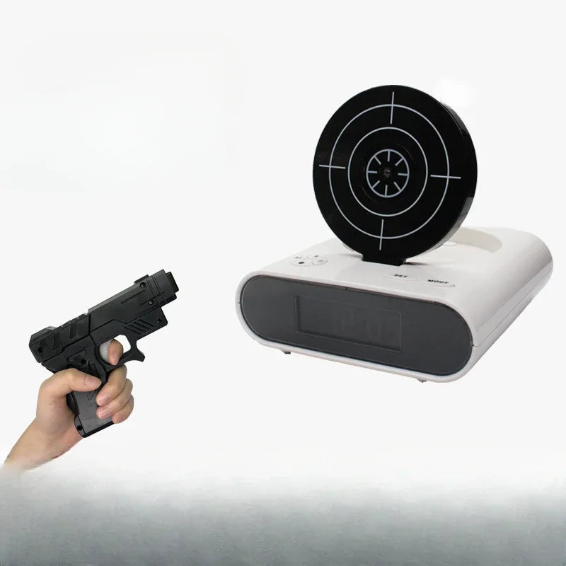 Creative Alarm Clock Shoot at the Target Novel Shooting Toy Bedroom Lazy Person Wakes up Alarm Clock Living Room Decoration