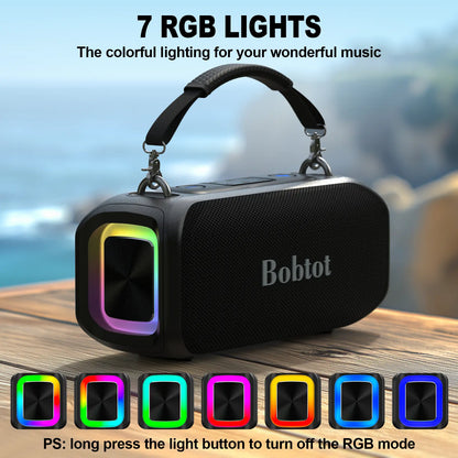 Bobtot ET200 Portable Bluetooth Speaker with 2 Wireless Mics, 40W Full Bass Audio, IPX5 Weatherproof Water Resistant Loudspeaker System, 8000Mah Battery, Handle Design for Home & Party
