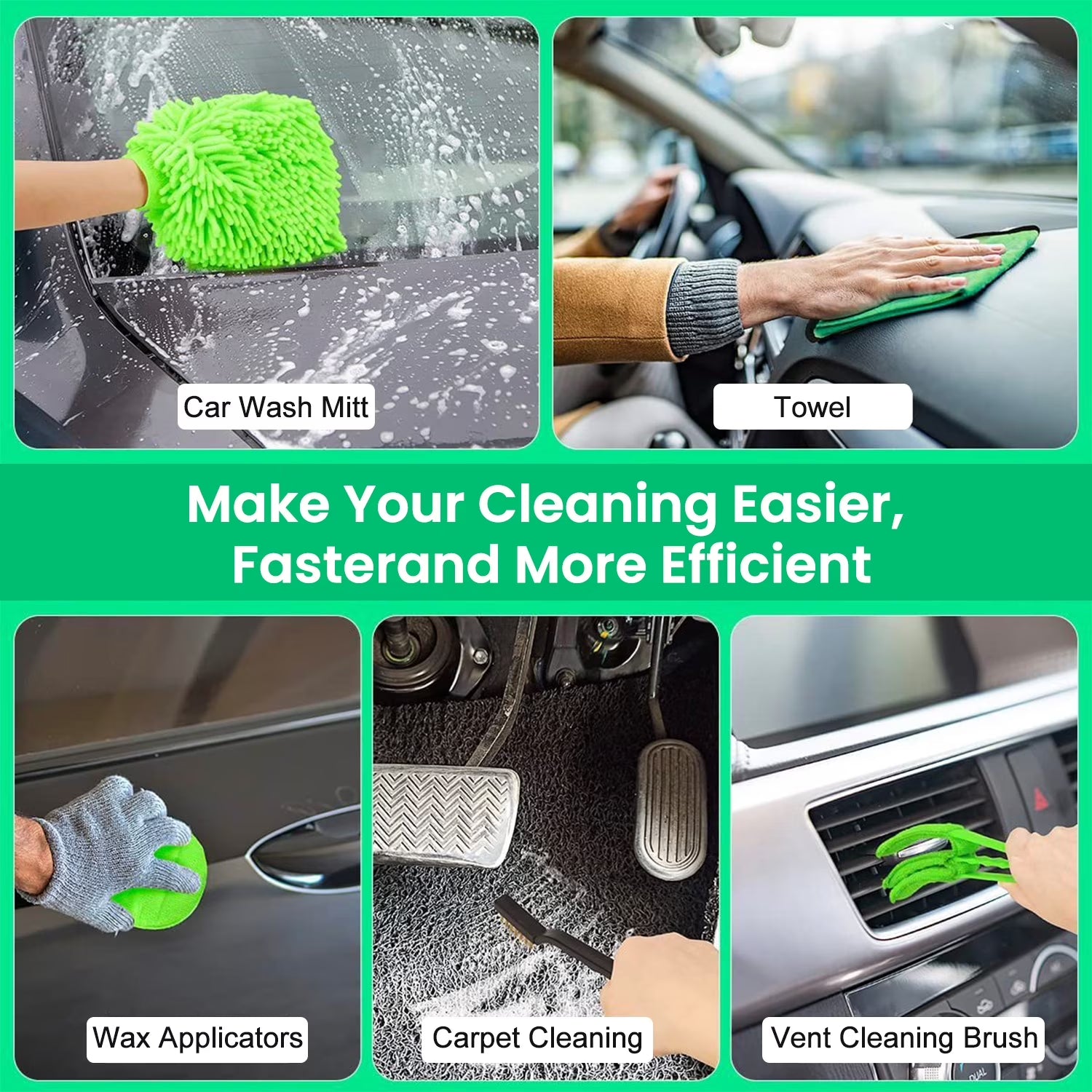 Car Detailing Brush Set,20Pcs Drill Brush Set,Car Interior Detailing Kit & Car Wash Kit with Boar Hair Detail Brush and Cleaning Gel for Wheel,Dashboard,Air Vent,Leather and Exterior