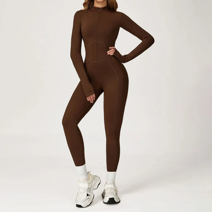 Stay Warm and Stylish: Fleece Lined One-Piece Fitness Suit for Ultimate Comfort in Running, Yoga, and Outdoor Sports