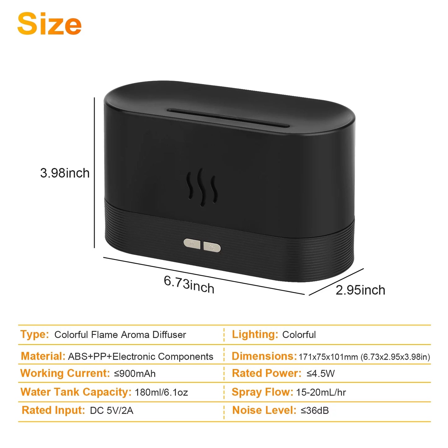 Transform Your Space with the 180ml Ultrasonic Essential Oil Humidifier - Aromatic Mist Diffuser with 7 Color LED Flame Effect for Office and Home