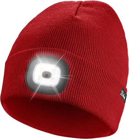 Illuminate Your Style: Unisex Black Beanie with USB Rechargeable LED Lights - Perfect Gifts for Dads and Men