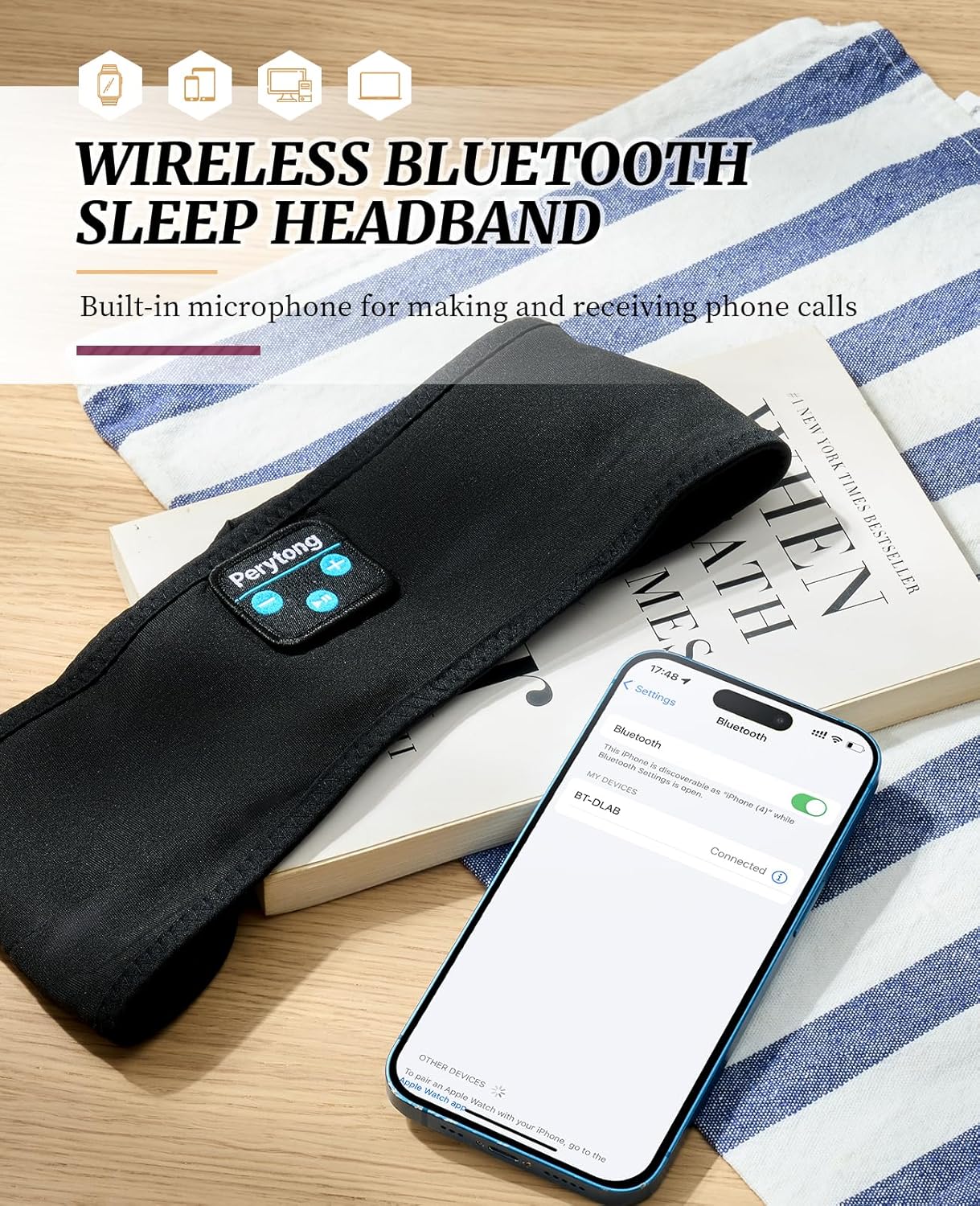 Experience Uninterrupted Sleep with Perytong Bluetooth Wireless Sleep Headphones
