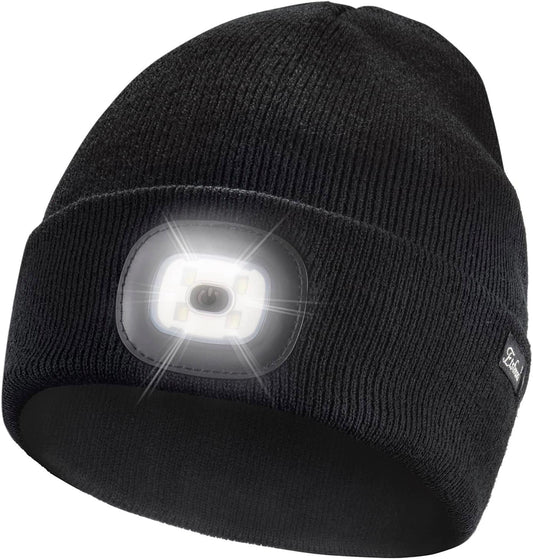 Illuminate Your Style: Unisex Black Beanie with USB Rechargeable LED Lights - Perfect Gifts for Dads and Men