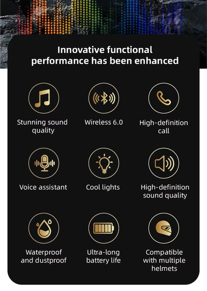 Experience Ultimate Freedom with the Wireless Bluetooth 5.4 Helmet Headset - Hands-Free Calls, Waterproof MP3 Music Player & Speaker Kit for Motorcycles