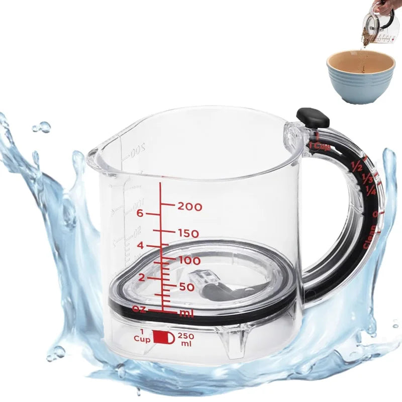 4-IN-1 Measuring Cup Adjustable Multifunctional Measuring Cup with Scraper-Style Seal Base Kitchen Cube Cups Tools for Cooking