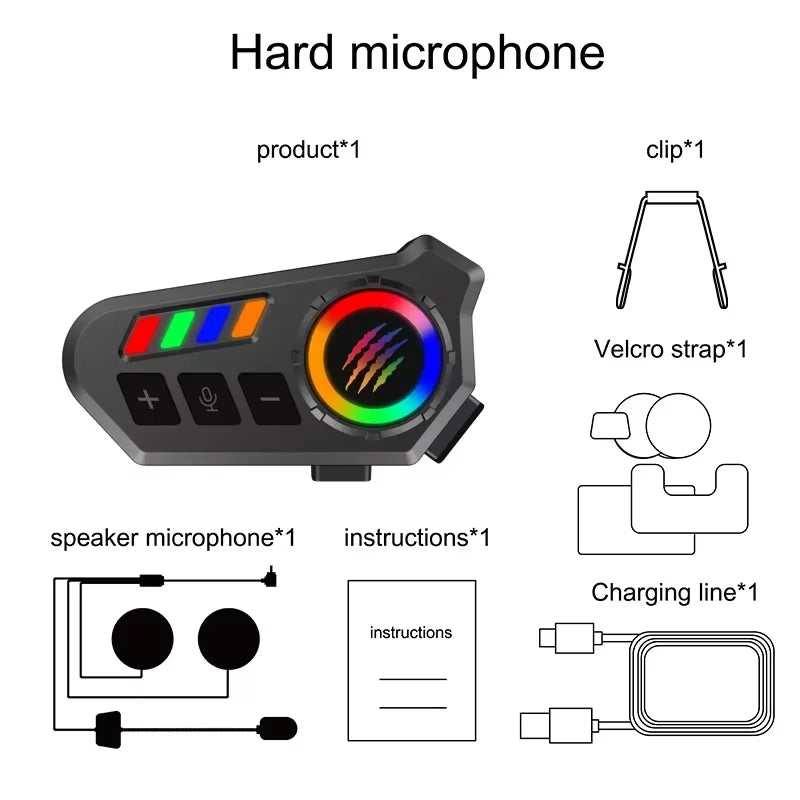 Experience Ultimate Freedom with the Wireless Bluetooth 5.4 Helmet Headset - Hands-Free Calls, Waterproof MP3 Music Player & Speaker Kit for Motorcycles