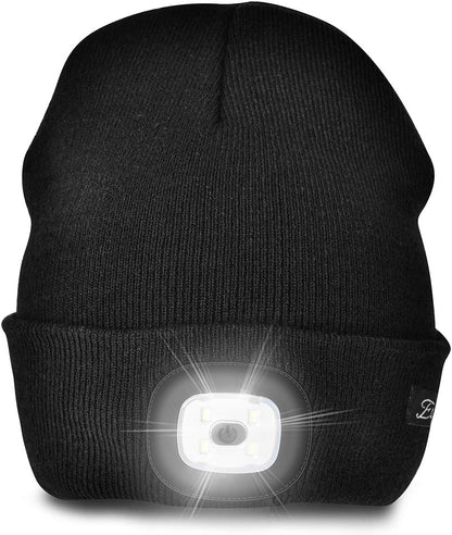 Illuminate Your Style: Unisex Black Beanie with USB Rechargeable LED Lights - Perfect Gifts for Dads and Men