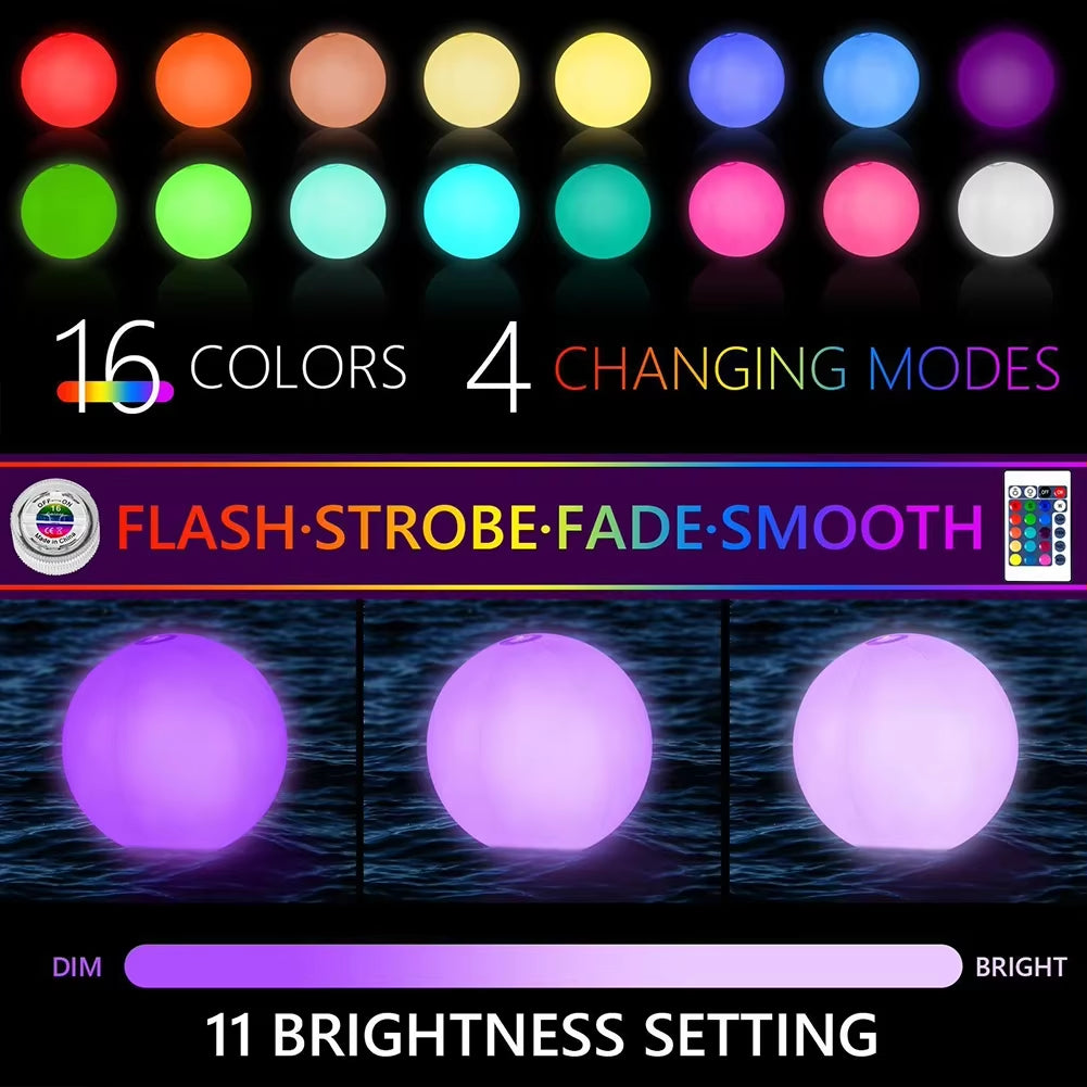 16 Color Luminous Swimming Pool Beach Ball