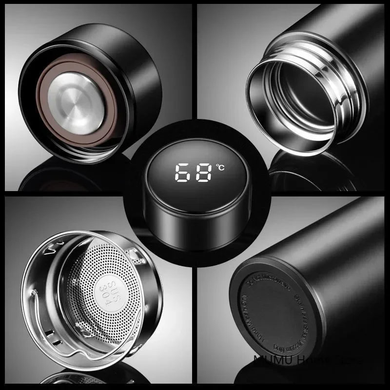 Experience Ultimate Convenience with the 500ML Intelligent Temperature Thermos Bottle - Stylish Stainless Steel Insulated Mug for Perfectly Hot or Cold Drinks