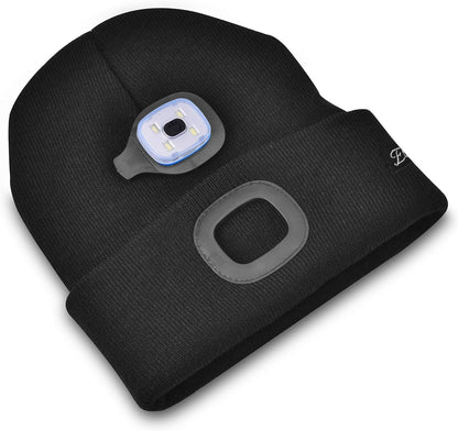 Illuminate Your Style: Unisex Black Beanie with USB Rechargeable LED Lights - Perfect Gifts for Dads and Men