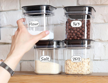 Transform Your Kitchen with Waterproof Vinyl Labels - 64 Pack of Removable, Writable Stickers for OXO POP Containers and More!