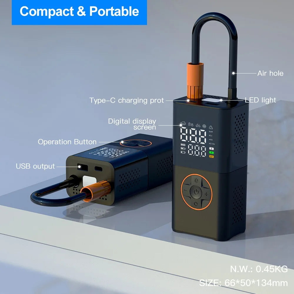 Revolutionary Portable Mini Air Inflator - Effortless Wireless Charging with Digital Display for Quick Inflation of Car and Bicycle Tires