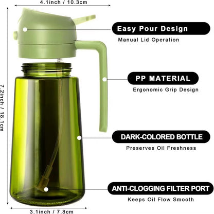 Transform Your Cooking with the 2-in-1 470ml Olive Oil Sprayer - Effortless Pouring and Spraying for Perfect Flavor!