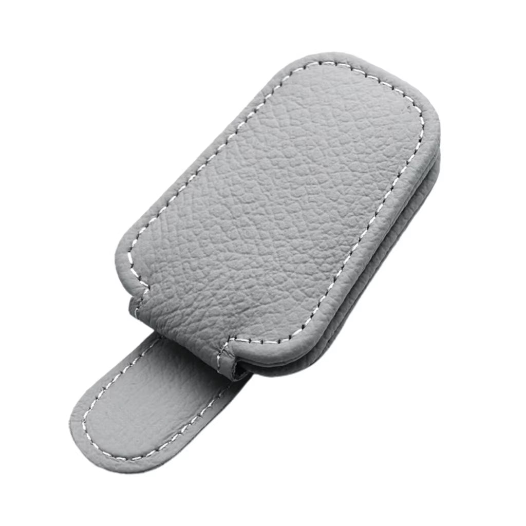 Stylish Car Sunglasses Holder - Magnetic Clip for Sun Visor - Premium PU Leather Glasses Case & Ticket Organizer