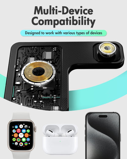 3-in-1 Wireless Charging Station for iPhone 17-11, Apple Watch Series 2-11, and AirPods Pro-4